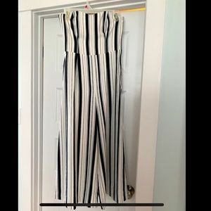 H&M strapless sweetheart crop striped jump suit.